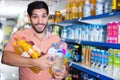 Portrait of male who is standing with drinks Royalty Free Stock Photo