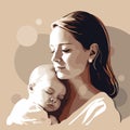 Portrait of an adult woman with a baby in her arms Royalty Free Stock Photo