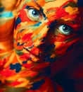 Portrait of adult woman with paint strokes on face Royalty Free Stock Photo