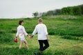 affectionate couple On a meadow . Romantic  walk Royalty Free Stock Photo