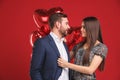 Portrait of affectionate couple celebrating valentine`s day