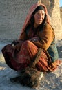 Portrait of an Afghan woman with traditional facial tattoos in Dowlatyar, Ghor Province, Afghanistan