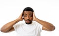 Close up portrait of Unhappy sad young man face suffering from depression and stress Royalty Free Stock Photo