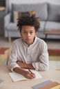 Portrait of African-American Boy doing Homework Royalty Free Stock Photo