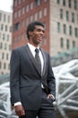 Portrait of an african american businesman smiling outside Royalty Free Stock Photo