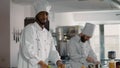 Portrait of african american cook preparing dish ingredients Royalty Free Stock Photo