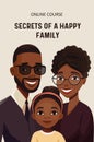 Portrait of an African American family. International family day. A group of people. Father, mother and daughter.