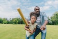 African american family playing baseball Royalty Free Stock Photo