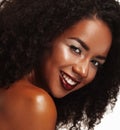 Beauty portrait of african american woman with afro hairstyle and glamour makeup. Royalty Free Stock Photo