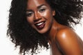 Beauty portrait of african american woman with afro hairstyle and glamour makeup. Royalty Free Stock Photo