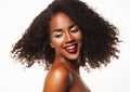 Beauty portrait of african american woman with afro hairstyle and glamour makeup. Royalty Free Stock Photo