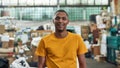 Portrait of african american young man on rubbish station