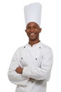 Portrait, african chef and smile in studio in hospitality career, young cook and small business entrepreneur. Black man