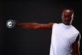 Portrait of african man with dumbbell Royalty Free Stock Photo