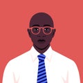 Portrait of an African man with necktie. Avatar of a sadness businessman