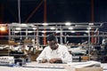 African engineer working at led factory Royalty Free Stock Photo