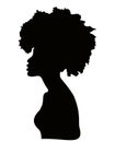 Portrait of African women, dark skin female face with afro hair. Vector isolated on white background, curly afro hair