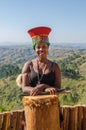 Portrait of an african zulu woman in traditional dress, hat, smiling. lifestyle South Africa Royalty Free Stock Photo