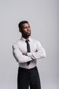 Portrait of afro american businessman wearing suit and tie isolated on white background Royalty Free Stock Photo