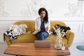 portrait of afro american female doctor using laptop computer. online consultation Royalty Free Stock Photo