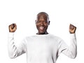 Portrait an afro American man a success mimic Royalty Free Stock Photo