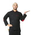 Portrait of Afro American professional cook presenting - isolate Royalty Free Stock Photo