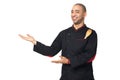 Portrait of Afro American professional cook presenting - isolate Royalty Free Stock Photo