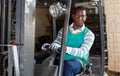 Portrait of afro warehouse worker