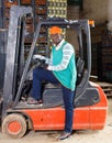Portrait of afro warehouse worker