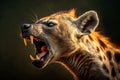 Portrait of aggressive Hyena attacking in the wild. Amazing African Wildlife. Generative Ai