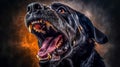 portrait of an aggressive large black attacking dog, made with Generative AI Royalty Free Stock Photo