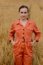 Portrait Agronomist farmer with digital tablet computer in wheat field.