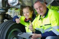 portrait aircraft mechanics with thumbs up