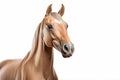 Portrait of Akhal-Teke horse on white background