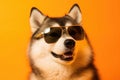 Portrait Alaskan Malamute Dog With Sunglasses Orange Background Advantages Of Alaskan Malamute, Cute