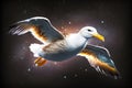 portrait of albatross flying in space