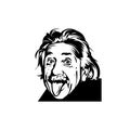 Portrait of Albert Einstein, physicist, chemist and mathematician in retro comic style. Vector pop art background Royalty Free Stock Photo
