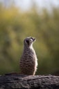 Portrait of an alert meerkat on a log Royalty Free Stock Photo