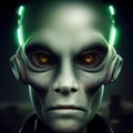 Portrait of an alien cyborg. Extraterrestrial civilization character. Sci-fi concept. Generative AI