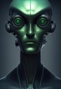 Portrait of an alien cyborg. Extraterrestrial civilization character. Sci-fi concept. Generative AI