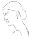 Portrait along the lines. Drawing of a woman. Artistic drawing of the female face line.