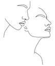 Portrait along the lines. Drawing of a woman. Artistic drawing of the female face line.