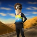 Portrait of Alpaca dressed as an athelete. Royalty Free Stock Photo