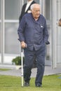 Portrait of Amancio Ortega leaning on a crutch Royalty Free Stock Photo