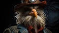 Portrait of an american bald eagle wearing a cowboy hat