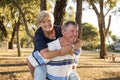 Portrait of American senior beautiful and happy mature couple around 70 years old showing love and affection smiling together in t Royalty Free Stock Photo