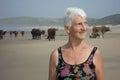 Portrait amidst the beach cows of the Transkei Royalty Free Stock Photo