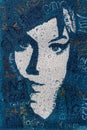 Portrait of Amy Winehouse with filter raindrops, canvas, acrylic paint