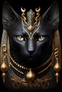 Portrait of an ancient Egyptian black cat digital art