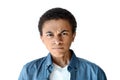 portrait of angry african american teen boy looking at camera